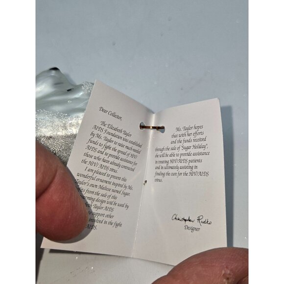 Christopher Radko 1998 Sugar Holiday Ornament Elizabeth Taylor AIDS Foundation - Picture 4 of 8